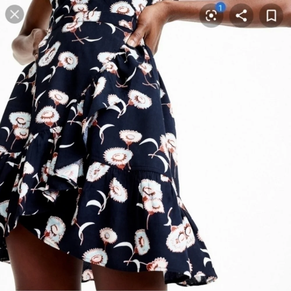 J. Crew Navy Floral Faux Wrap Mini Dress